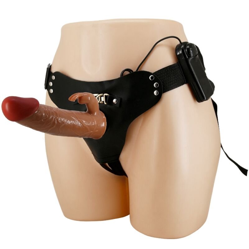 PRETTY LOVE - MARION HARNESS BRIEFS UNIVERSAL CON DILDO VIBRACIÓN 19 CM MULATO - Arneses - El Arte del Placer