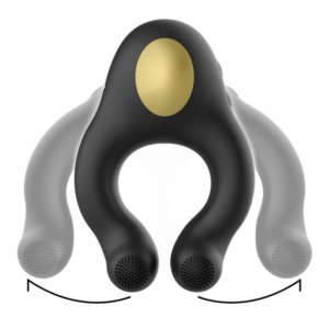 ARMONY - ANILLO VIBRADOR SILICONA 3 MOTORES RECARGABLE NEGRO - DORADO - Accesorios para el pene - El Arte del Placer