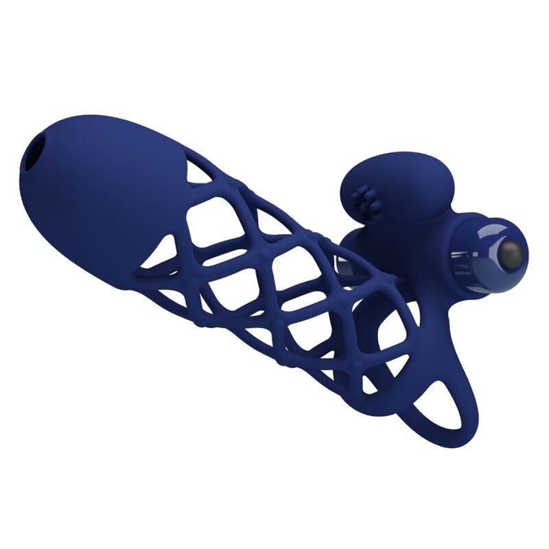 PRETTY LOVE - GIANN ANILLO VIBRADOR CON FUNDA DE SILICONA AZUL - Accesorios para el pene - El Arte del Placer