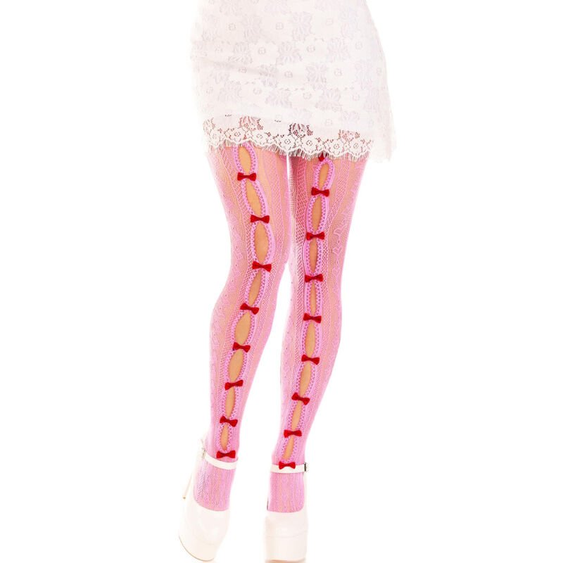 LEG AVENUE – MEDIAS CON ABERTURAS CORAZON & LAZOS - Lencería Mujer - El Arte del Placer