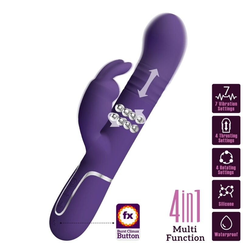 PRETTY LOVE - COALE VIBRADOR RABBIT 4 EN 1 MORADO - JUGUETES BIENESTAR - El Arte del Placer