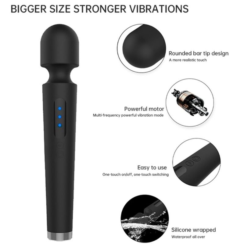 ARMONY - X POWER LARGE MASAJEADOR & VIBRADOR 7 VIBRACIONES NEGRO - JUGUETES BIENESTAR - El Arte del Placer