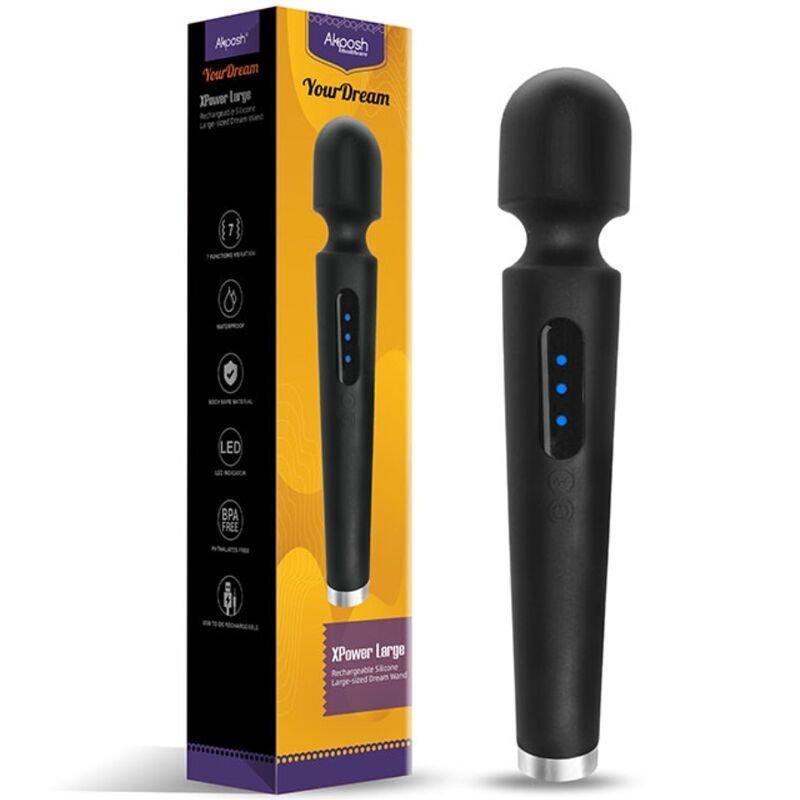 ARMONY - X POWER LARGE MASAJEADOR & VIBRADOR 7 VIBRACIONES NEGRO - JUGUETES BIENESTAR - El Arte del Placer