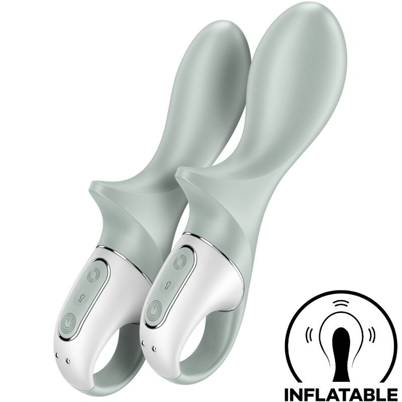 SATISFYER - AIR PUMP BOOTY 3 VIBRADOR ANAL INFLABLE VERDE GRIS - JUGUETES BIENESTAR - El Arte del Placer