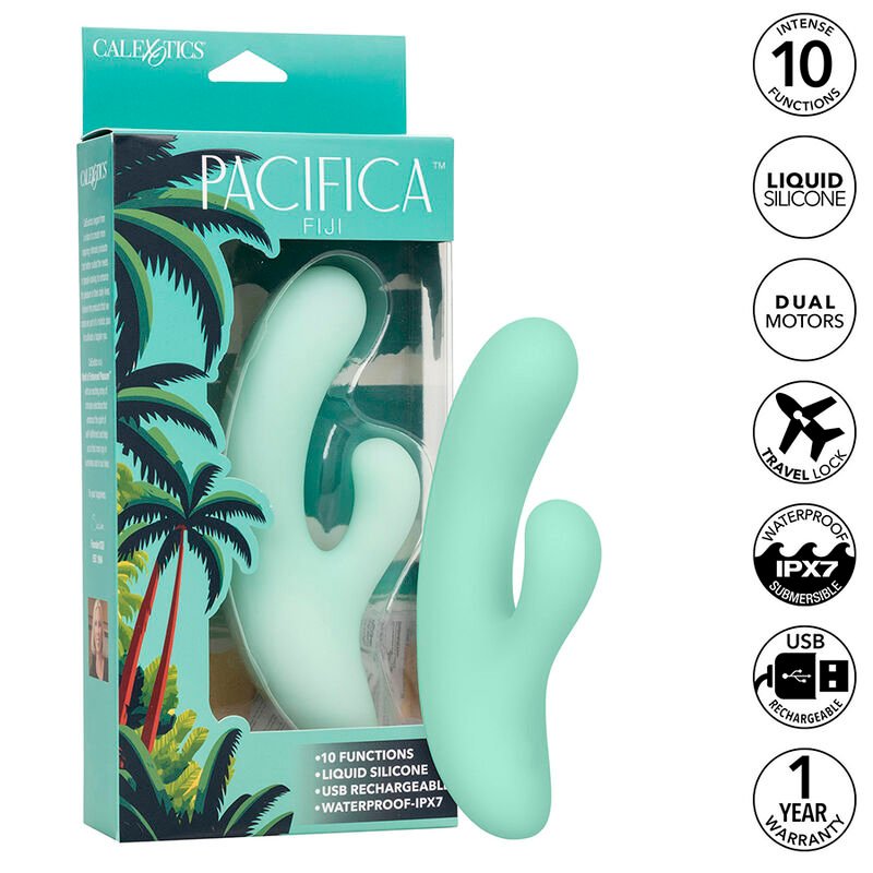 CALEXOTICS - PACIFICA FIJI VIBRADOR Y ESTIMULADOR PUNTO G 10 VIBRACIONES AQUA - JUGUETES BIENESTAR - El Arte del Placer