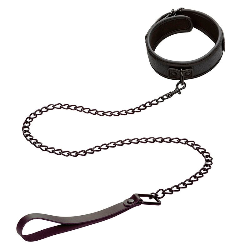 CALEXOTICS - NOCTURNAL COLLAR Y CORREA CUERO AJUSTABLE NEGRO - BDSM & BONDAGE - El Arte del Placer