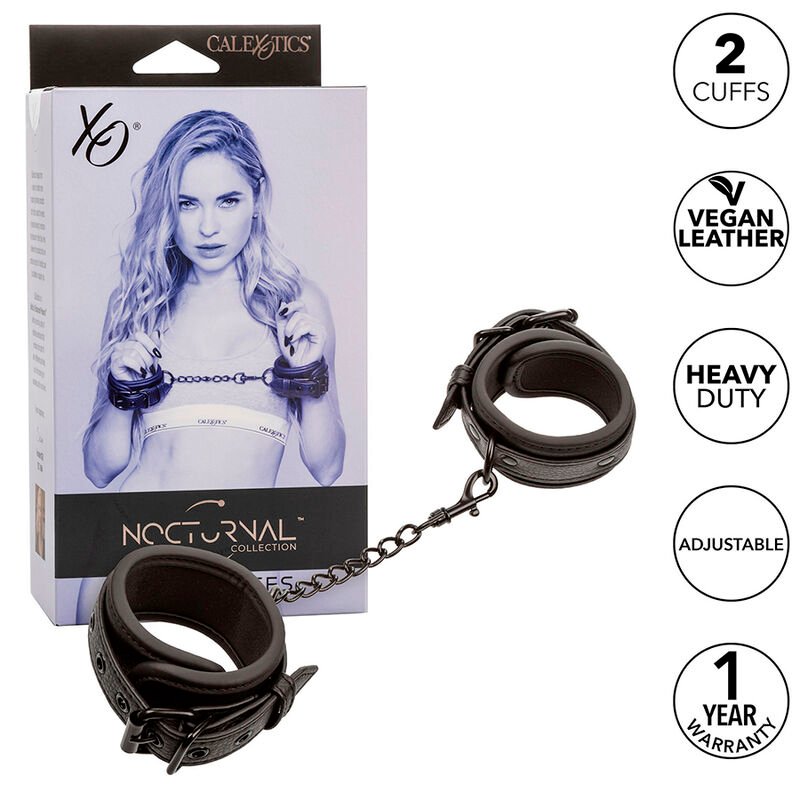 CALEXOTICS - NOCTURNAL ESPOSAS CUERO AJUSTABLE NEGRO - BDSM & BONDAGE - El Arte del Placer