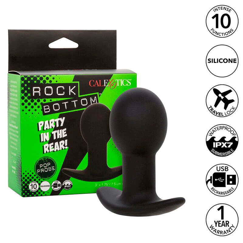 CALEXOTICS - ROCK BOTTOM PLUG ANAL 10 VIBRACIONES SILICONA NEGRO - Anal - El Arte del Placer