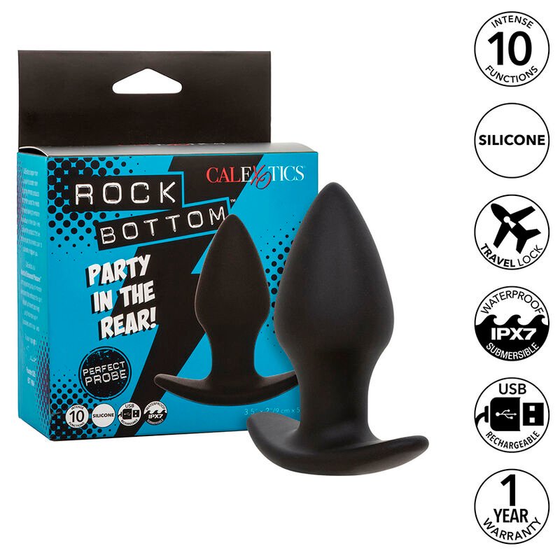 CALEXOTICS - ROCK BOTTOM PERFECT PLUG ANAL 10 VIBRACIONES SILICONA NEGRO - Anal - El Arte del Placer