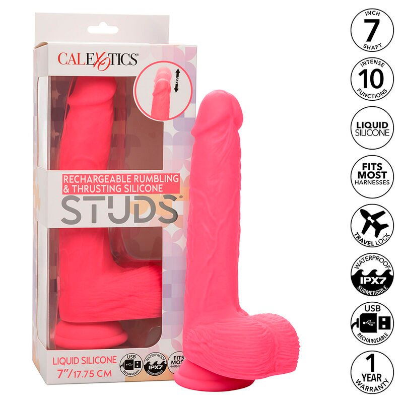 CALEXOTICS - STUDS VIBRADOR REALÍSTICO 10 VIBRACIONES Y ROSA - JUGUETES BIENESTAR - El Arte del Placer