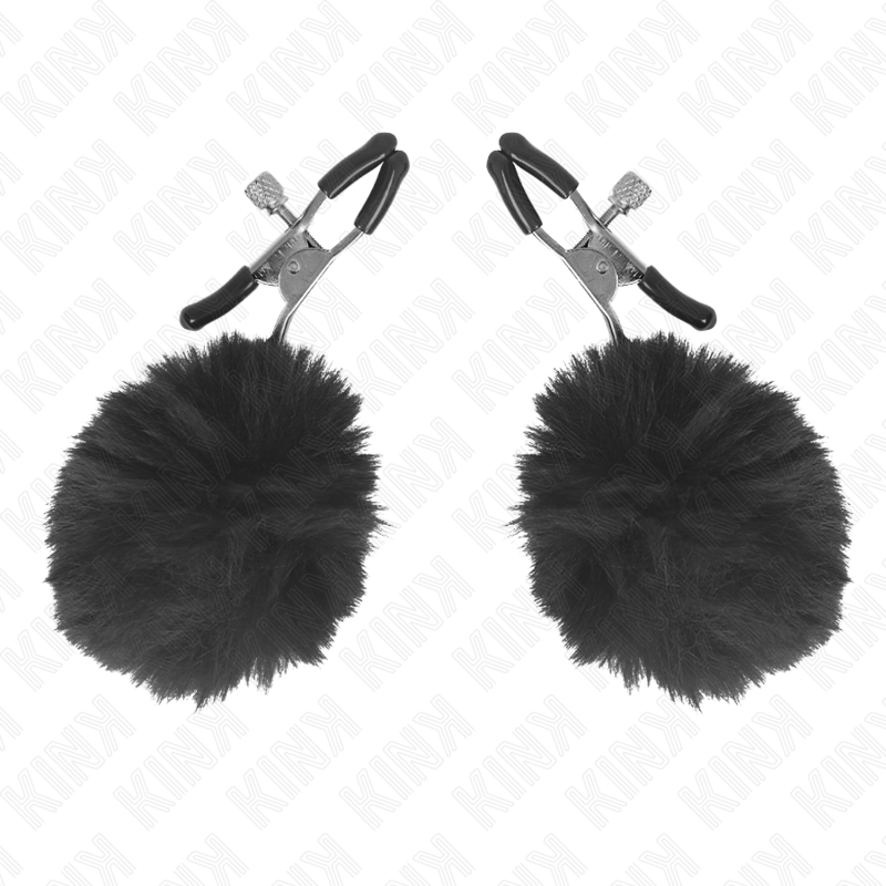 KINK – PINZAS PARA PEZONES CON POMPÓN 6 CM - Artículos BDSM - El Arte del Placer