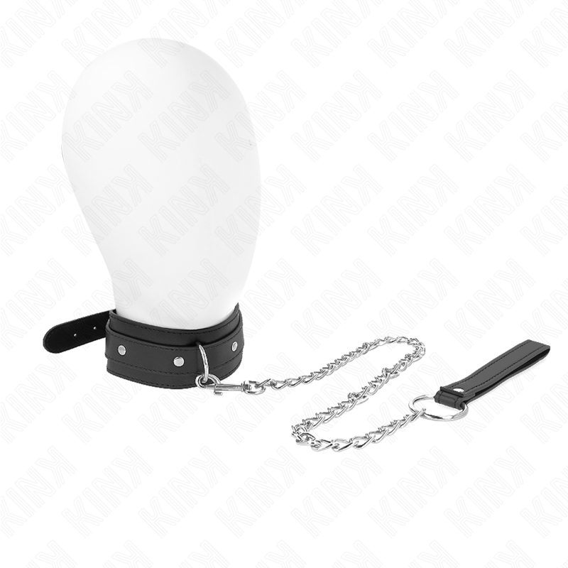 KINK - COLLAR CON CORREA 65 CM 1 ANILLO AJUSTABLE 38-49 CM X 5 CM - BDSM & BONDAGE - El Arte del Placer