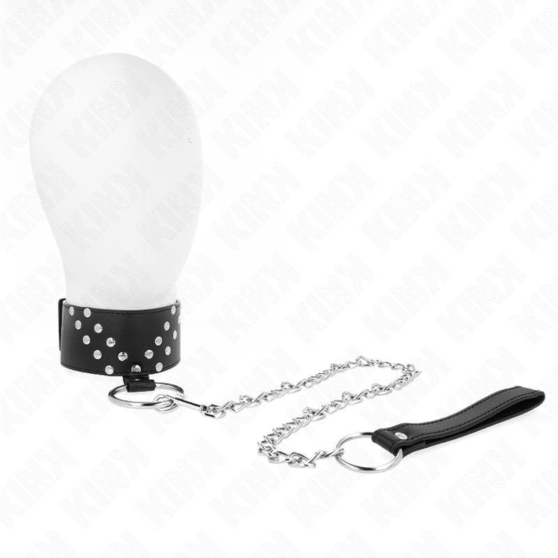KINK - COLLAR CON CORREA 65 CM CON REMACHE EN V AJUSTABLE 36-43 CM X 5 CM - BDSM & BONDAGE - El Arte del Placer