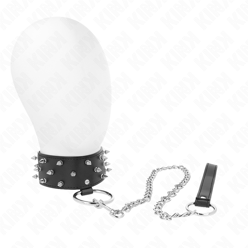 KINK - COLLAR CON CORREA 65 CM CON TACHUELAS PLATEADAS MODELO 5 AJUSTABLE 36-43 CM X 5 CM - BDSM & BONDAGE - El Art…