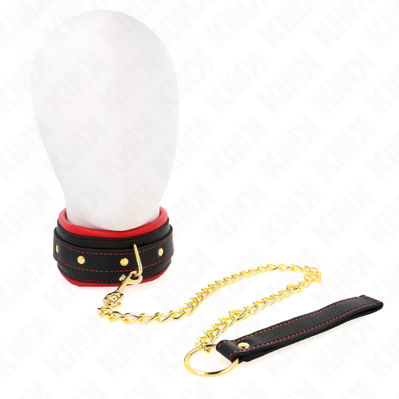KINK - COLLAR CON CORREA DE TEJIDO LISO AJUSTABLE 33-48 CM X 5.7 CM - BDSM & BONDAGE - El Arte del Placer