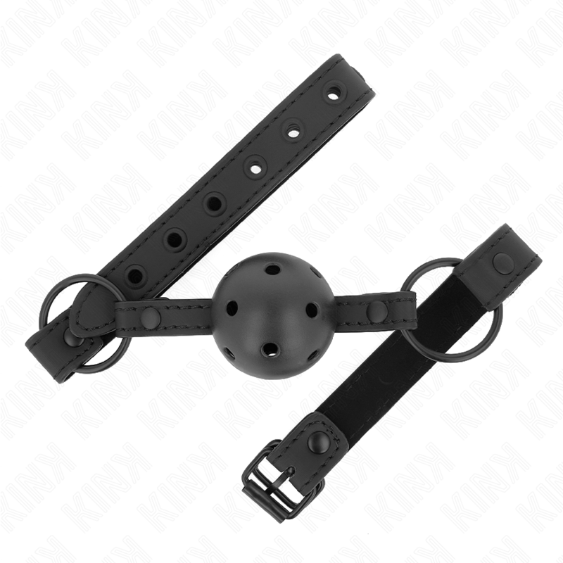 KINK - MORDAZA DE BOLA 4.5 CM DE NEOPRENO 63.5 X 2 CM AJUSTABLE 41 X 59 CM - BDSM & BONDAGE - El Arte del Placer