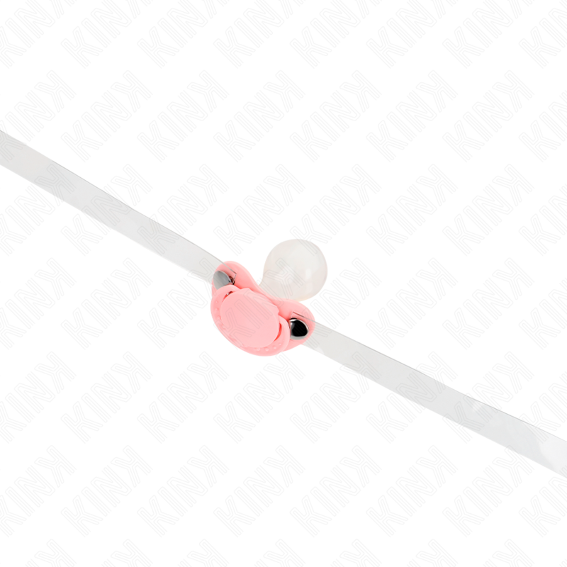 KINK - MORDAZA FORMA CHUPETE 5.5 x 4 CM ROSA AJUSTABLE 43-60 CM - BDSM & BONDAGE - El Arte del Placer