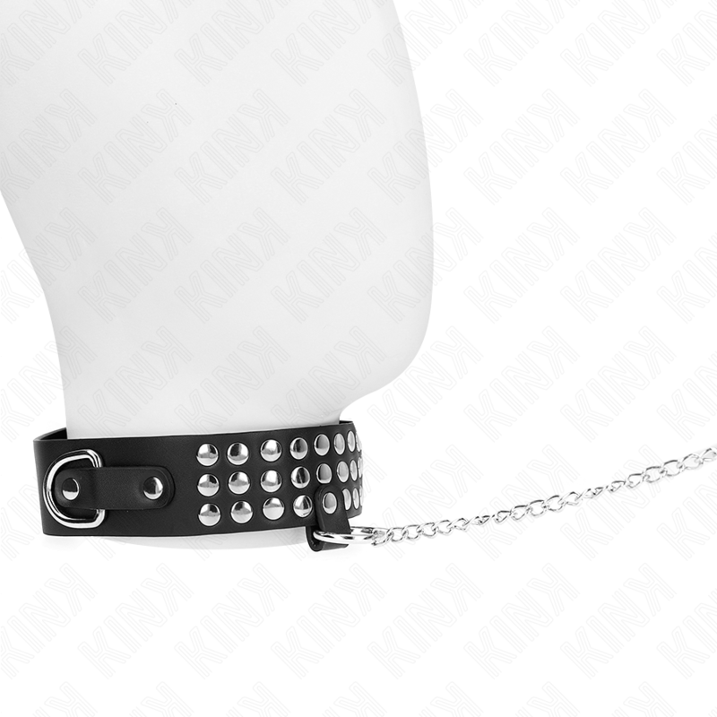 KINK - COLLAR CON CORREA 65 CM CON BRILLOS AJUSTABLE 37-42 CM X 5.3 CM - BDSM & BONDAGE - El Arte del Placer