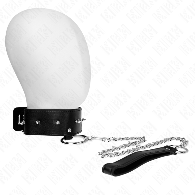 KINK - COLLAR CON CORREA 65 CM CON TACHUELAS PLATEADAS MODELO 2 AJUSTABLE 36-43 CM X 5 CM - BDSM & BONDAGE - El Art…