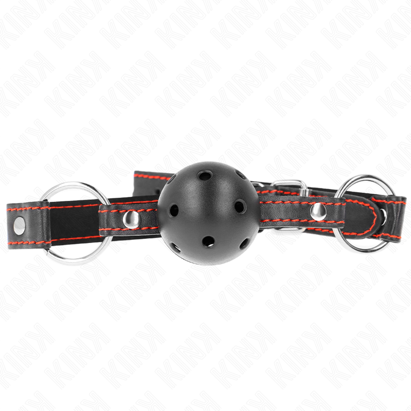 KINK - MORDAZA DE BOLA 4.5 CM NEGRA DURA HUECA MODELO 2 65 x 2.5 CM - BDSM & BONDAGE - El Arte del Placer
