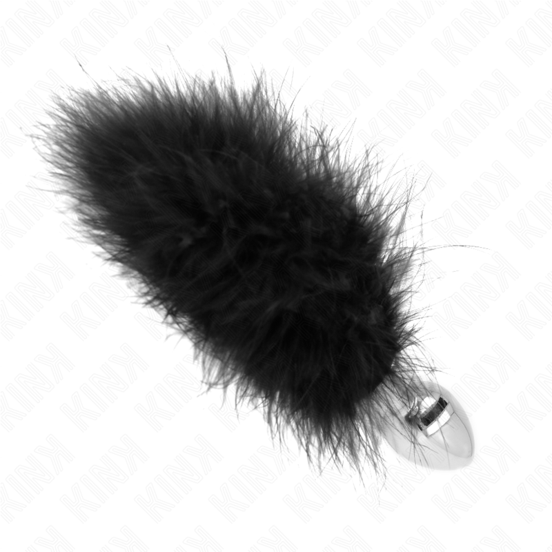 KINK - PLUG ANAL 11 x 7 CM ACERO INOXIDABLE CON PLUMA 11 CM - Artículos BDSM - El Arte del Placer