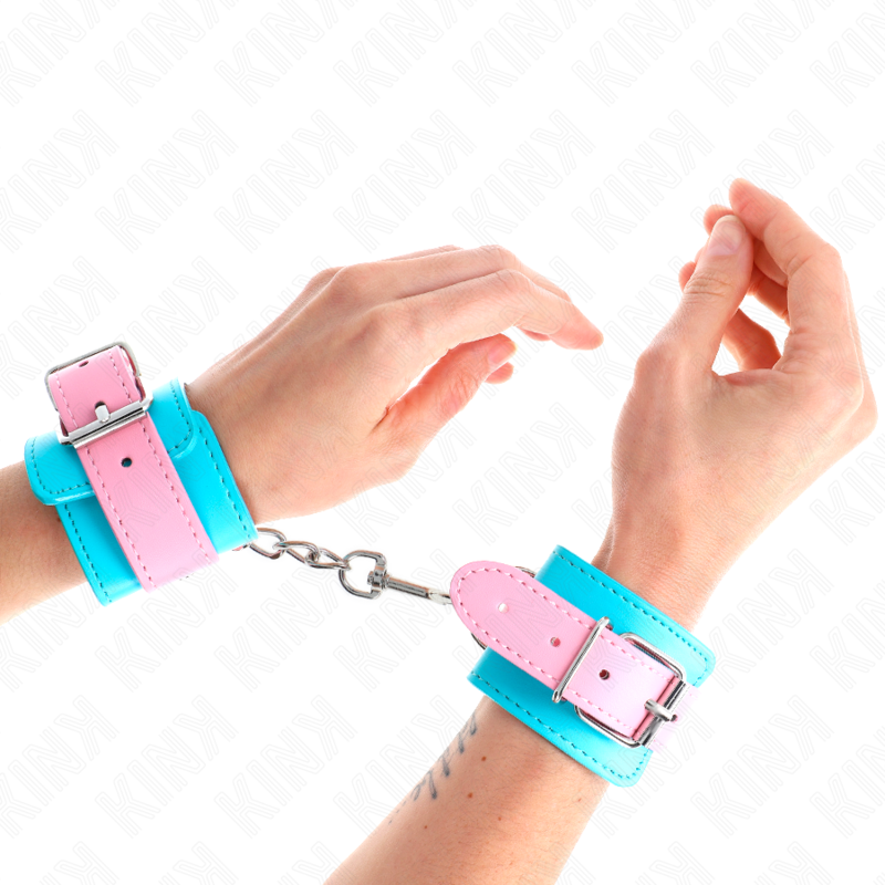 KINK - MUÑEQUERAS CHIC AZUL / ROSA AJUSTABLE 16-28 CM X 5 CM - BDSM & BONDAGE - El Arte del Placer