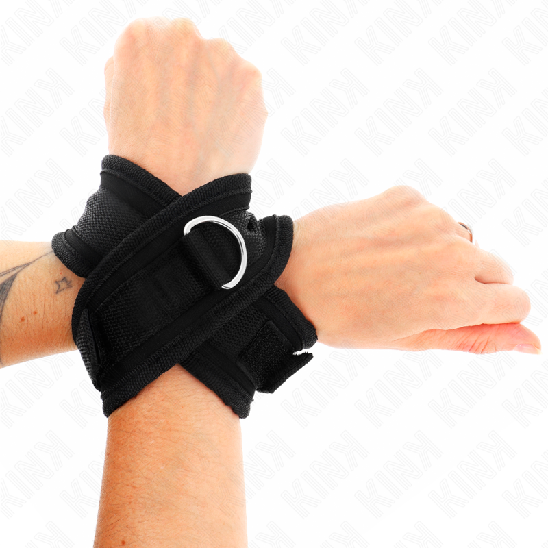 KINK - MUÑEQUERAS CRUZADA NEGRO 34 X 5.5 CM - BDSM & BONDAGE - El Arte del Placer