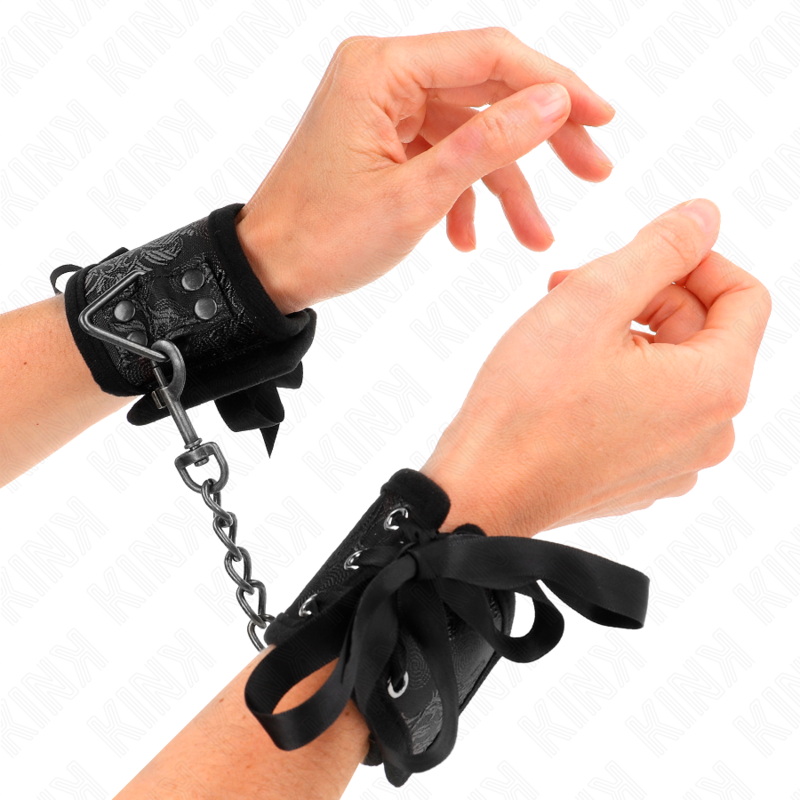 KINK – MUÑEQUERAS DISEÑO ESCÁNDALO DETALLE LAZO 24.5 CM X 6.5 CM - BDSM & BONDAGE - El Arte del Placer