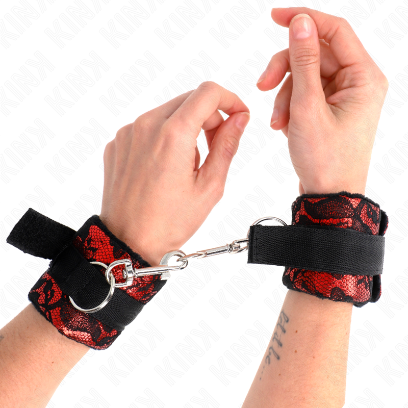 KINK - MUÑEQUERAS DISEÑO ESCÁNDALO ROJO-NEGRO - BDSM & BONDAGE - El Arte del Placer