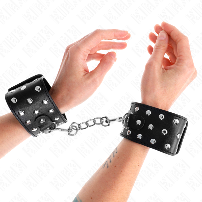 KINK - MUÑEQUERAS ESTILO PUNK AJUSTABLE 19-24 CM X 5.5 CM - BDSM & BONDAGE - El Arte del Placer