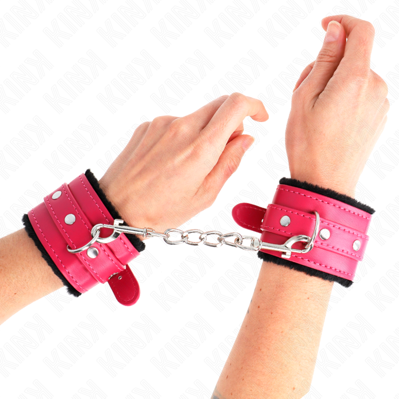 KINK – MUÑEQUERAS FORRADAS PREMIUM CON CORREA AJUSTABLE 17-29 CM X 6 CM - BDSM & BONDAGE - El Arte del Placer