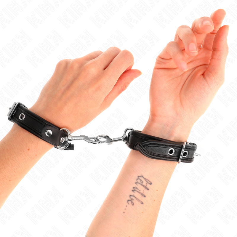 KINK - MUÑEQUERAS MINI NEGRO CON TACHUELAS AJUSTABLE 16-22 CM X 2 CM - BDSM & BONDAGE - El Arte del Placer