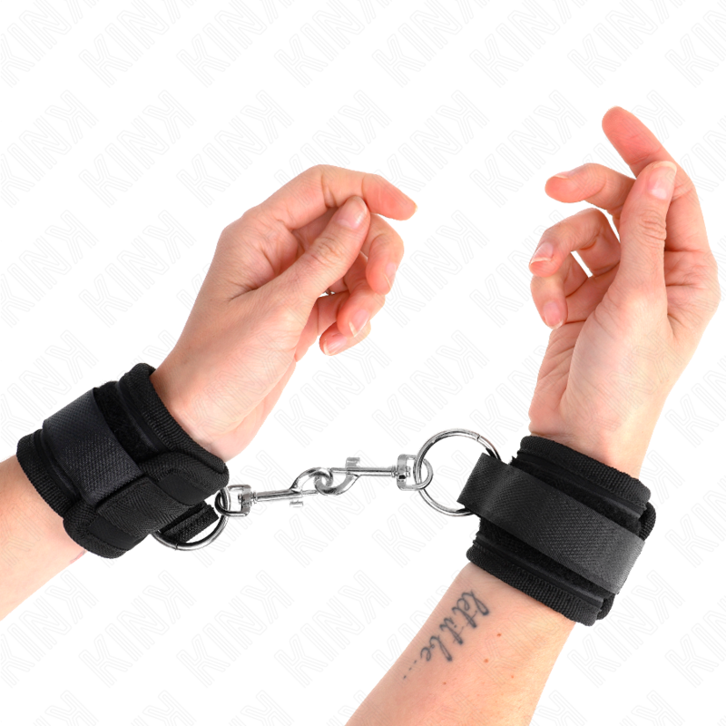 KINK - MUÑEQUERAS NEGRO AJUSTABLE 18-35 CM X 6 CM - BDSM & BONDAGE - El Arte del Placer