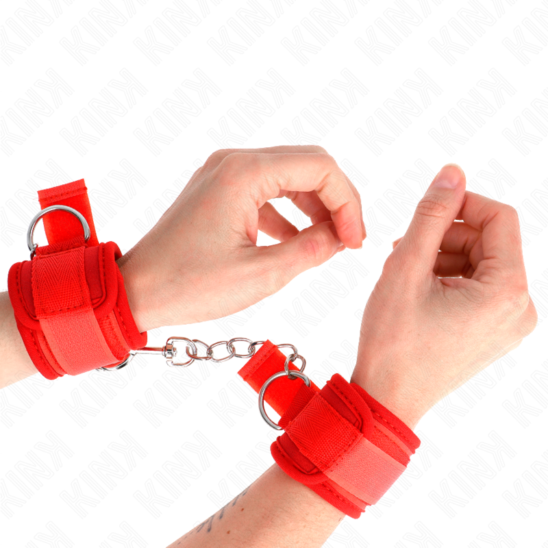 KINK - MUÑEQUERAS NEOPRENO ROJO 42 X 5 CM - BDSM & BONDAGE - El Arte del Placer
