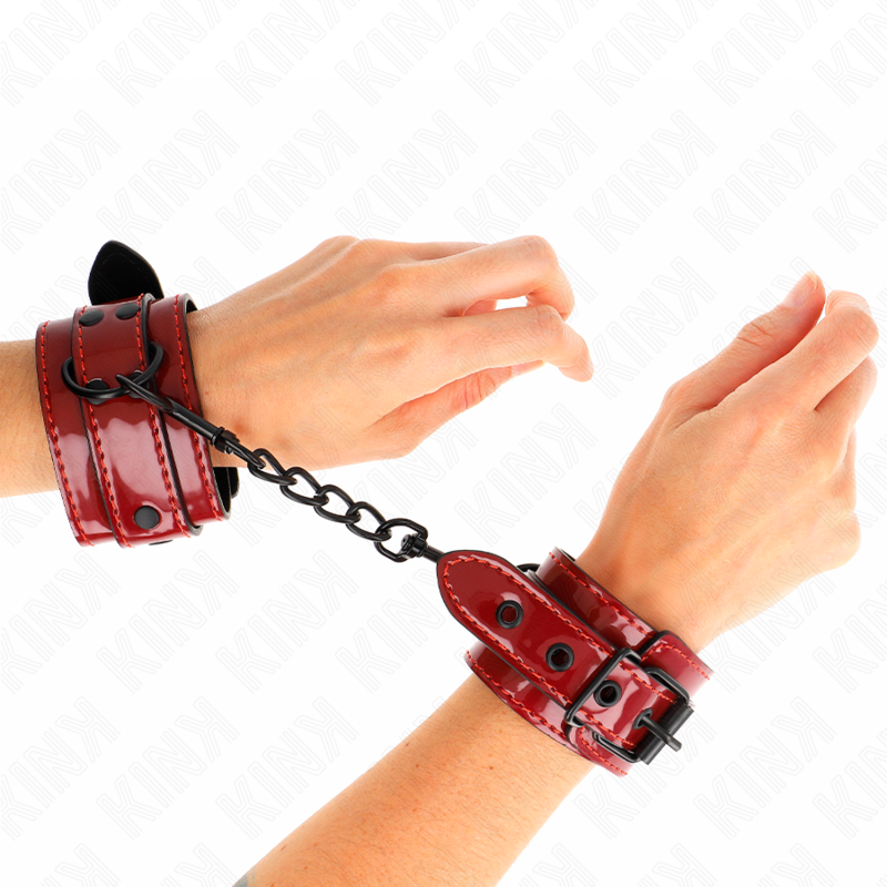 KINK - MUÑEQUERAS ROJO OSCURO 23 X 5 CM - BDSM & BONDAGE - El Arte del Placer