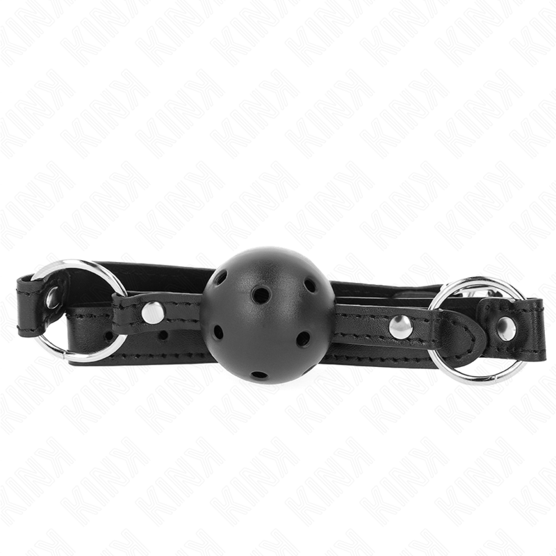 KINK - MORDAZA DE BOLA 4.5 CM NEGRA DURA HUECA MODELO 1 63.5 X 2 CM - BDSM & BONDAGE - El Arte del Placer