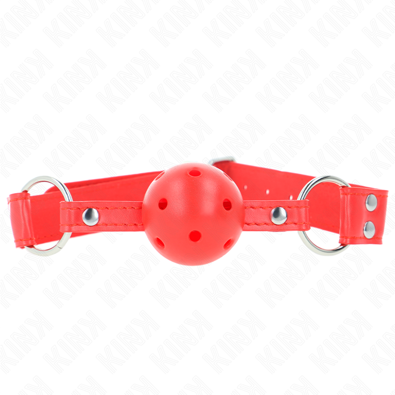 KINK - MORDAZA DE BOLA 4.5 CM DURA HUECA ROJO COMPLETA 62 x 2 CM - BDSM & BONDAGE - El Arte del Placer