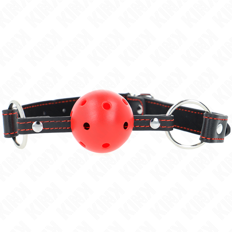 KINK - MORDAZA DE BOLA 4.5 CM ROJA DURA HUECA MODELO 2 65 x 2.5 CM - BDSM & BONDAGE - El Arte del Placer