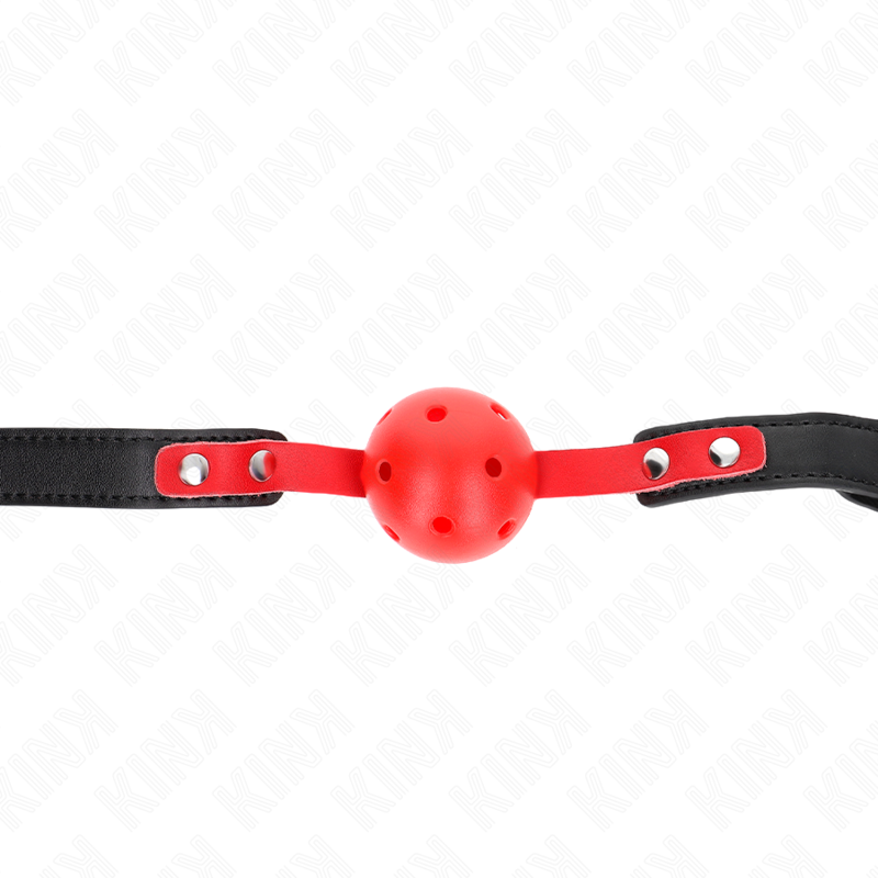 KINK - MORDAZA DE BOLA 4 CM DURA HUECA ROJO CORREA NEGRA 60 x 2 CM AJUSTABLE 37-52 CM - BDSM & BONDAGE - El Arte de…