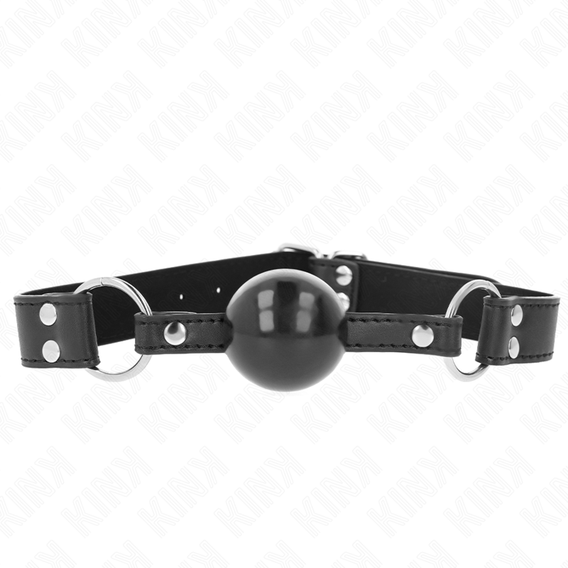 KINK - MORDAZA DE BOLA 4 CM SUAVE Y SÓLIDA CON CORREA DE POLIPIEL 62 x 2.5 CM AJUSTABLE 42-58 CM - BDSM & BONDAGE -…