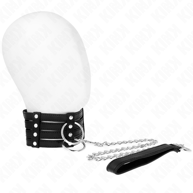 KINK - COLLAR CON CORREA 65 CM ESTILO SUB AJUSTABLE 35-51 CM X 7 CM - BDSM & BONDAGE - El Arte del Placer