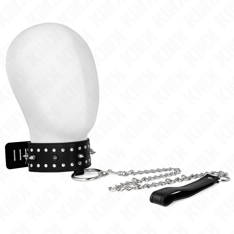 KINK - COLLAR CON CORREA 65 CM CON TACHUELAS PLATEADAS MODELO 1 AJUSTABLE 36-43 CM X 5 CM - BDSM & BONDAGE - El Art…