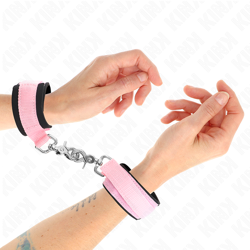 KINK - MUÑEQUERAS NEOPRENO AJUSTABLE ROSA AJUSTABLE 22-34 CM - BDSM & BONDAGE - El Arte del Placer