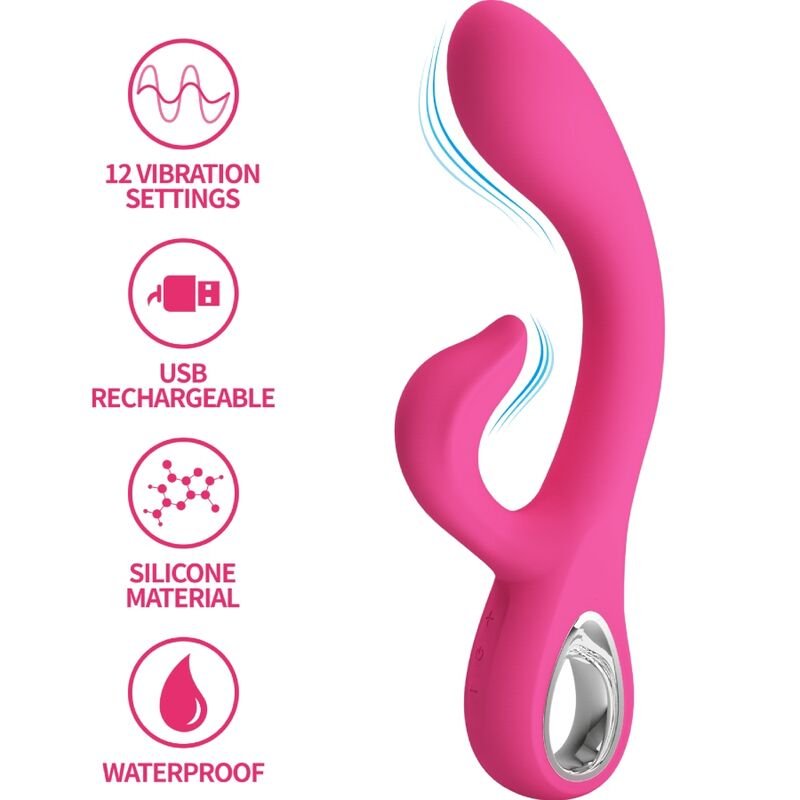 PRETTY LOVE - FRITZ VIBRADOR RABBIT 12 VIBRACIONES ROSA - JUGUETES BIENESTAR - El Arte del Placer