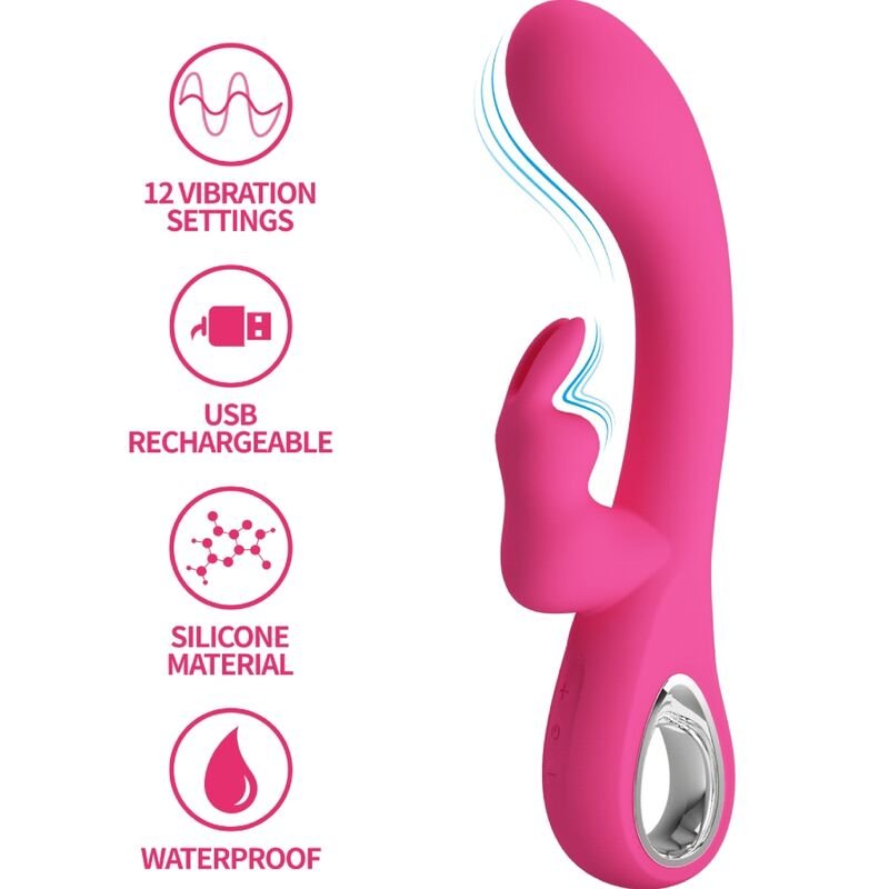 PRETTY LOVE - NOVAK VIBRADOR RABBIT 12 VIBRACIONES ROSA - JUGUETES BIENESTAR - El Arte del Placer
