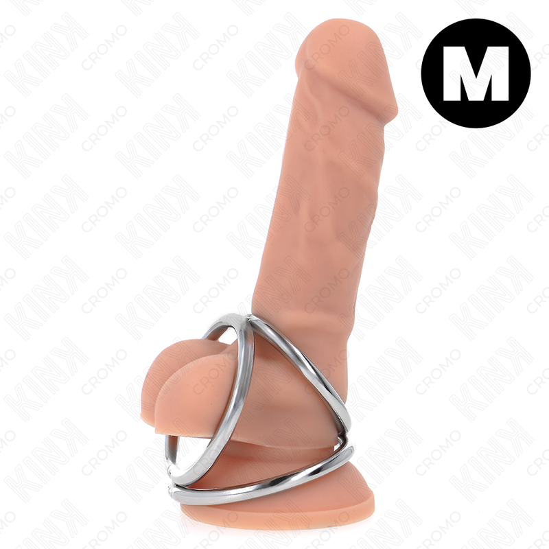 KINK - ANILLO PENE TRIPLE METAL CROMADO 3.8 CM A 5 CM MODELO 2 - Anillas pene metal BDSM - El Arte del Placer