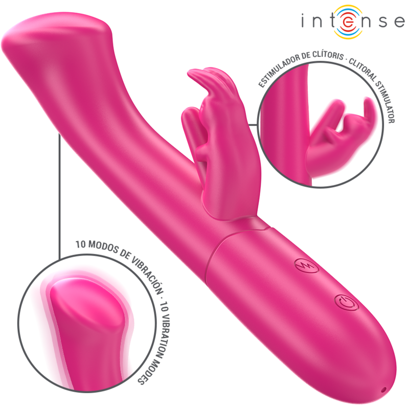 INTENSE - JULIETA VIBRADOR RABBIT 18,6 CM 10 VIBRACIONES ROSA - JUGUETES BIENESTAR - El Arte del Placer