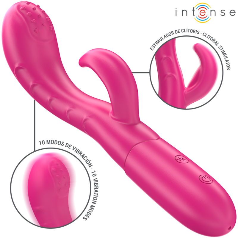 INTENSE - AMARA VIBRADOR CON LENGUA ESTIMULADORA 10 VIBRACIONES ROSA - JUGUETES BIENESTAR - El Arte del Placer