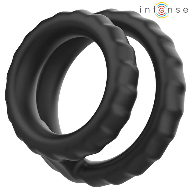 INTENSE - DEWEY ANILLO DOBLE PARA PENE SILICONA NEGRO MODELO 2 - Accesorios para el pene - El Arte del Placer