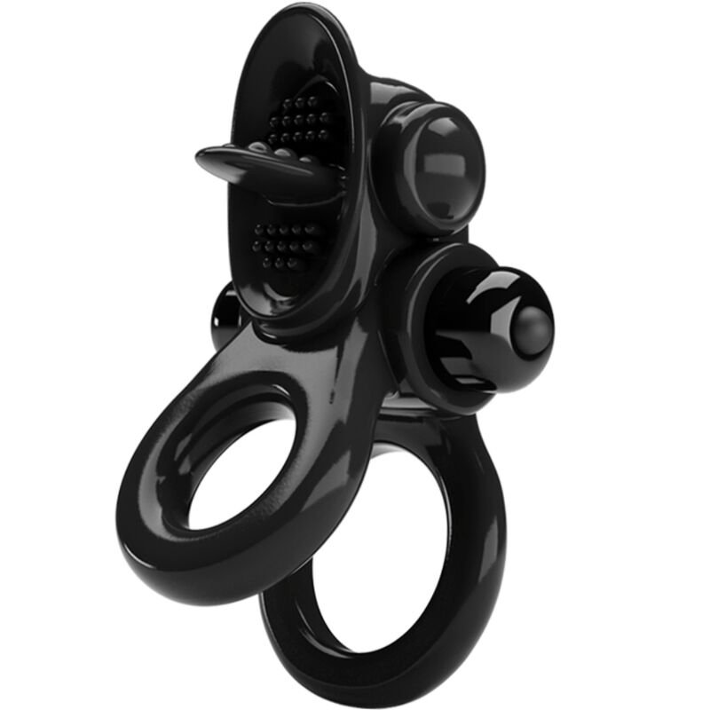 PRETTY LOVE - PASSIONATE RING DOBLE ANILLO VIBRADOR + ESTIMULADOR CLÍTORIS NEGRO - Accesorios para el pene - El Arte de…